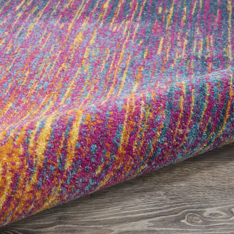 Tapis rose / mauve à motif abstrait Liia, Rectangle 6 pi 7 po x 9 pi 6 po