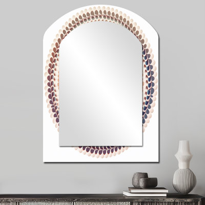 Elementary Mandala Serenity In Blue And Red I - Geometric Asymmetrical Mirror, Blue Unique Shape Unique Wall Mirror, Printed Metal Art