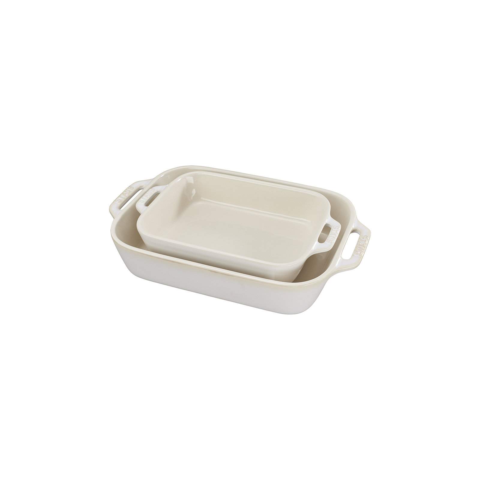 Ceramique Rectangular Baking Dish Set 2 Piece, Rustic Ivory