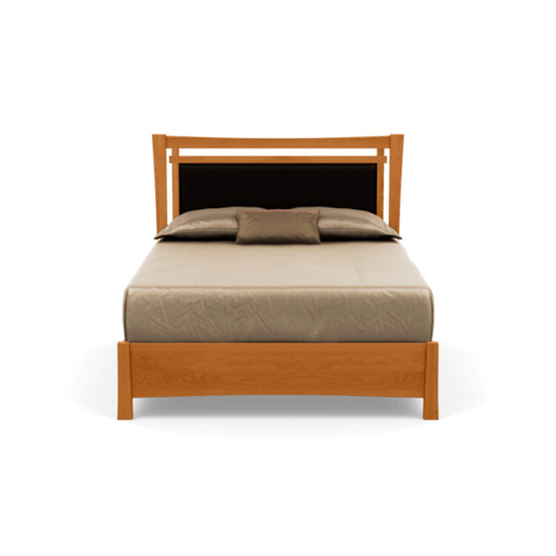 Monterey Upholstered Storage Bed, California King, Ebony Leather, Natural Cherry