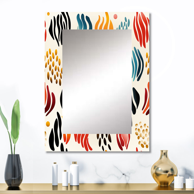 Doyline Abstract Coral Reef Multicolor Azure - Abstract Mirror, Modern Unique Wall Mirror, Printed Metal Art, 32" x 24"