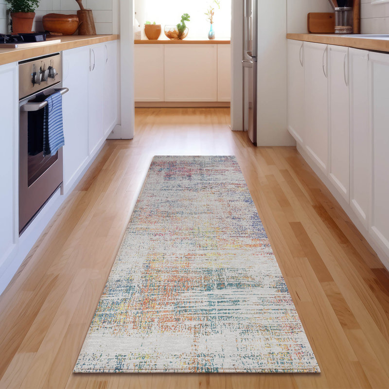Tapis ivoire Prisco lavable à la machine de qualité supérieure, Tapis de couloir 2 pi 3 po x 7 pi 6 po