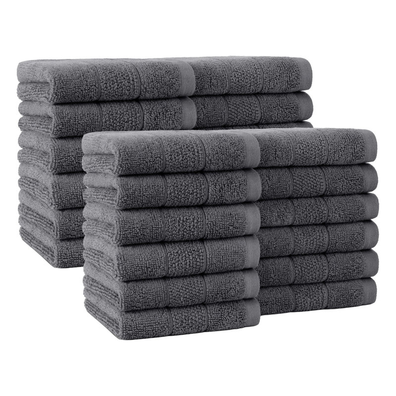 Family Essentials Washcloths (Pack of 24), 12x12, Cotton, Pewter Gray