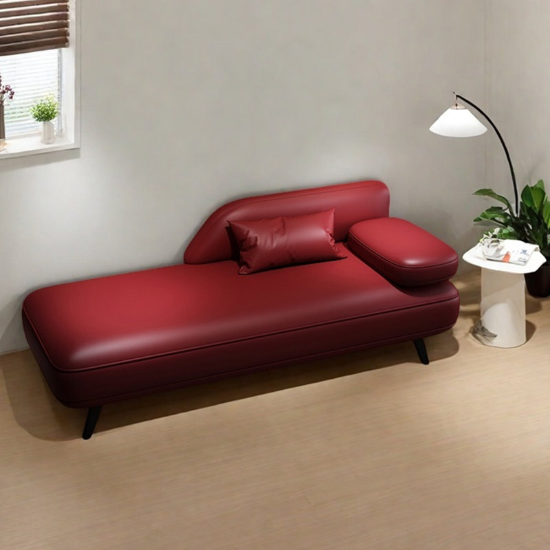 Chaise longue élégante et simple en similicuir, Orienté à droite, Rouge vin
