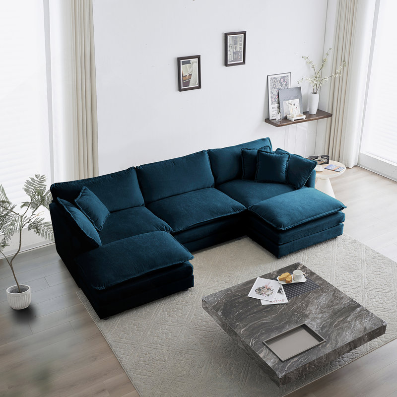 Canapé modulaire en U avec repose-pieds réversible et 2 repose-pieds