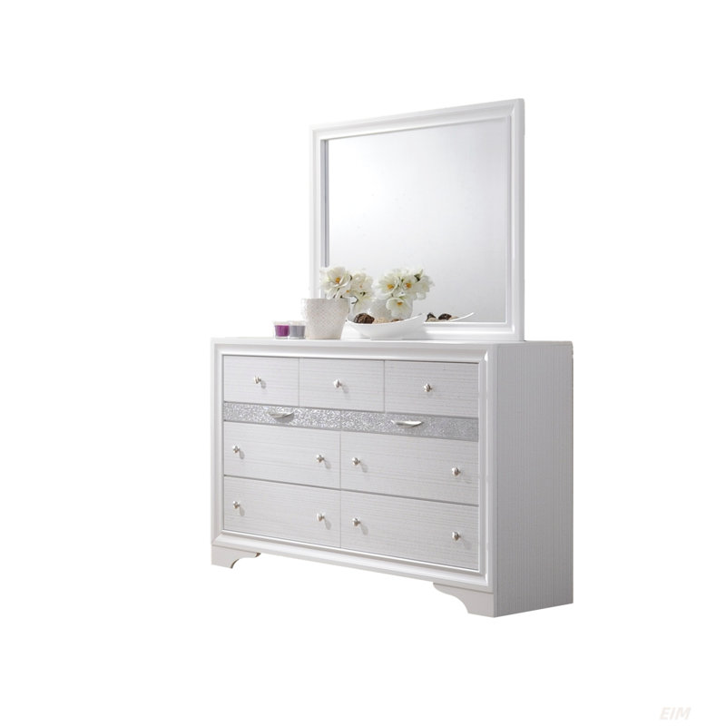 Commode 7 tiroirs Traditional en bois blanc (commode)