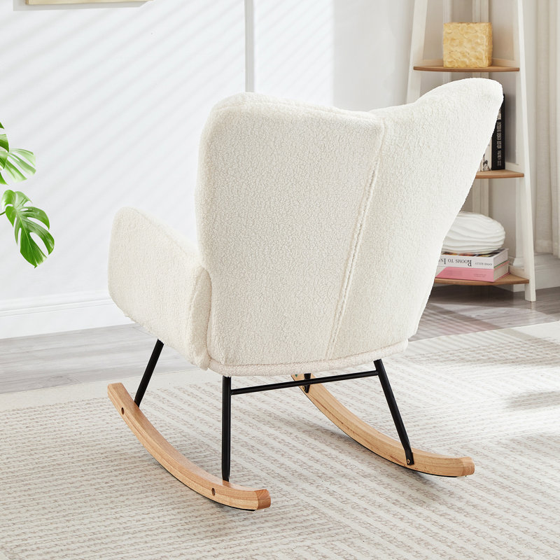 Fauteuil coulissant blanc avec revêtement doux, structure en métal, grande capacité de 300 lb, facile à assembler pour les espaces de loisirs