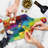 Ambesonne Retro Tempered Glass Cutting Board Rainbow Retro Patchwork Multicolor