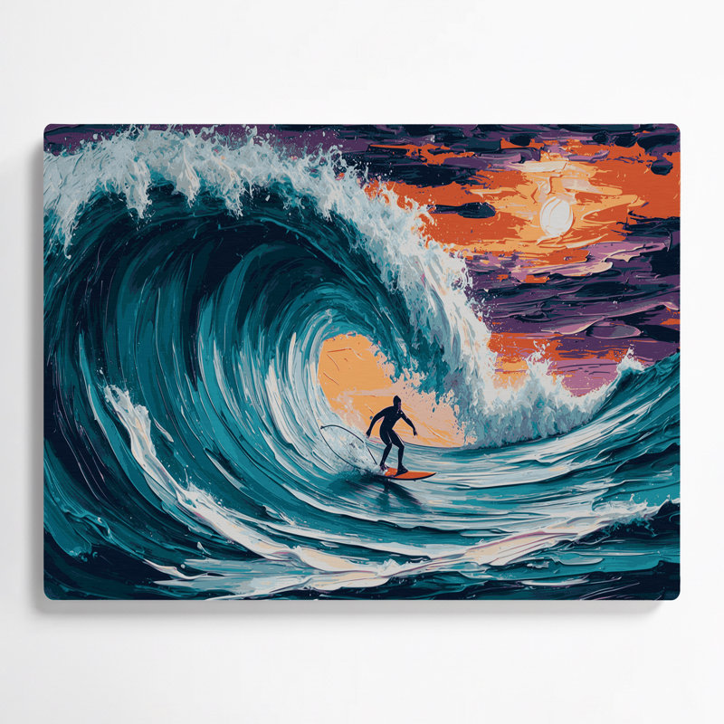 Art mural en métal Sports Surfing Blue, H 24 po x l 36 po