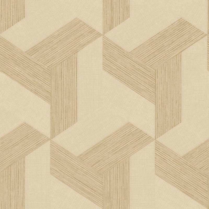 Synergy Geometric Design Wallpaper Roll, Biege