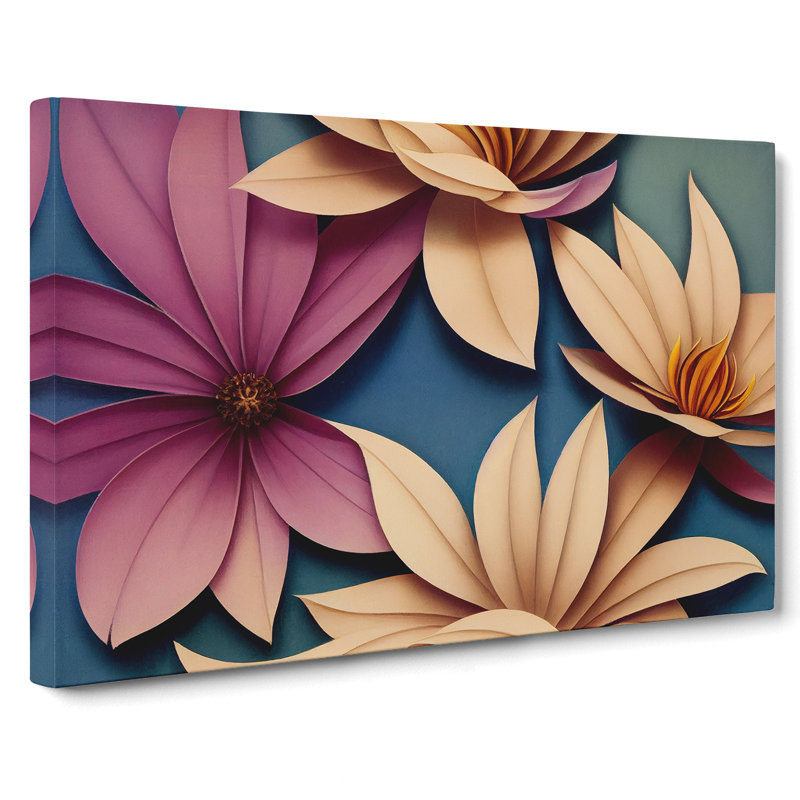 Blooming Flowers Art Deco - Wrapped Canvas, 35cm H x 50cm W x 3cm D