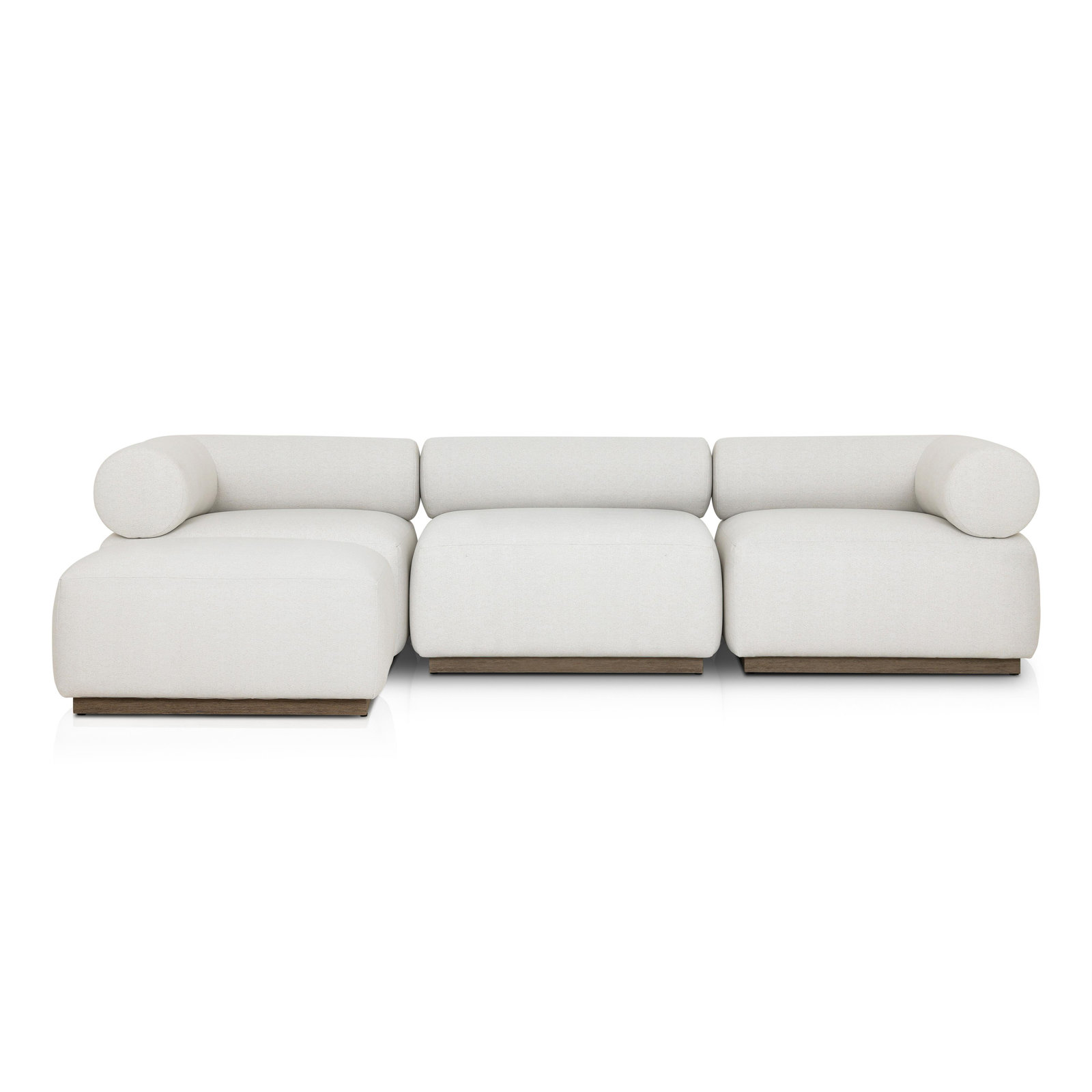 Anat Modular Upholstered Chaise L-Sectional, Cream Polypropylene/Olefin