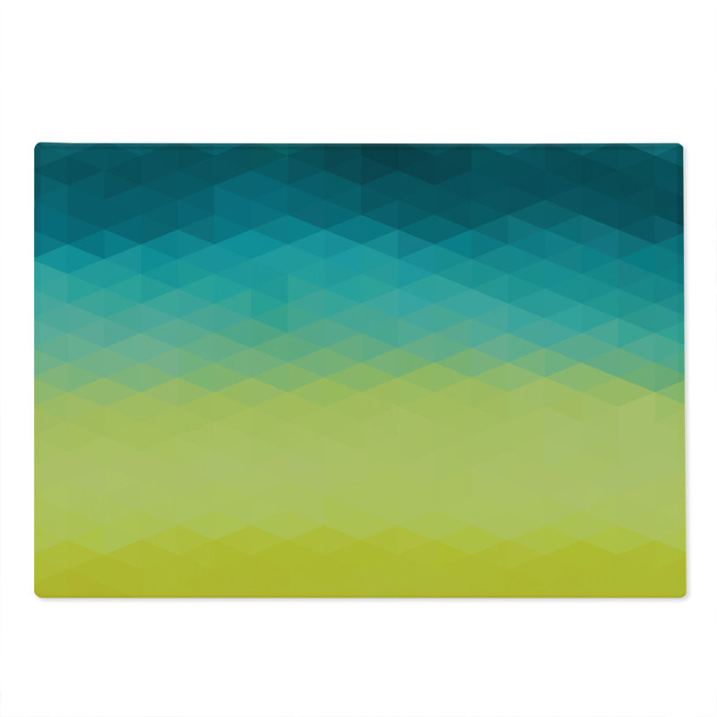 Ambesonne Aqua Ombre Cutting Board Large Size Polygonal Color Changes Multicolor