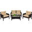 Ensemble de 4 canapés de patio sans rotin avec coussin et table basse