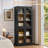 72" Curved Glass Door Bookcase-1853755243