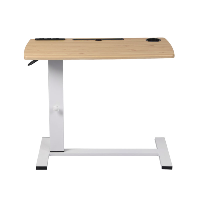 Aymeric Adjustable Metal Base Standing Desk, Natural/White