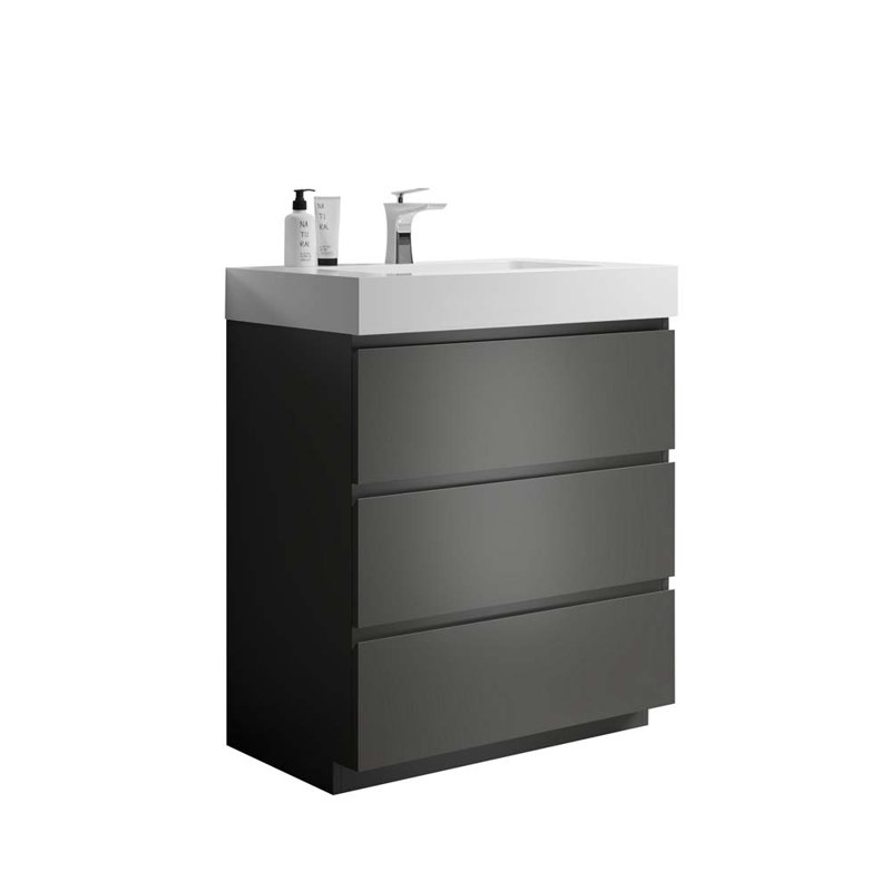 Ensemble de meuble-lavabo simple 30 po, Blanc / gris