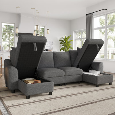 5 Seater Chenille Sofa & Chaise