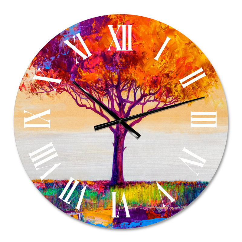 Arbre d'automne en forêt colorée XVII - horloge murale maison de campagne, Surdimensionné