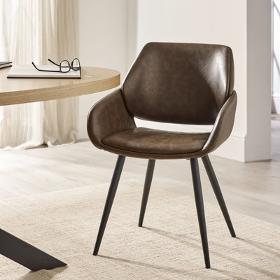 48cm H Upholstered Full Back Side Chair in Brown