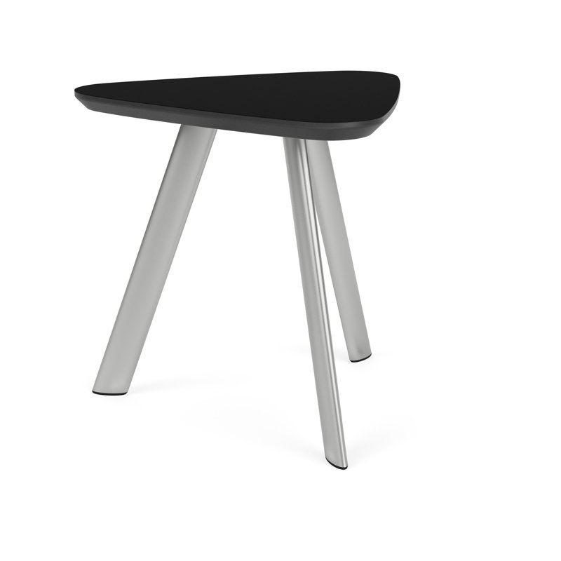 Willow Lounge Reception End Table Steel Legs High Pressure Laminate Top, Silver, Midnight Black