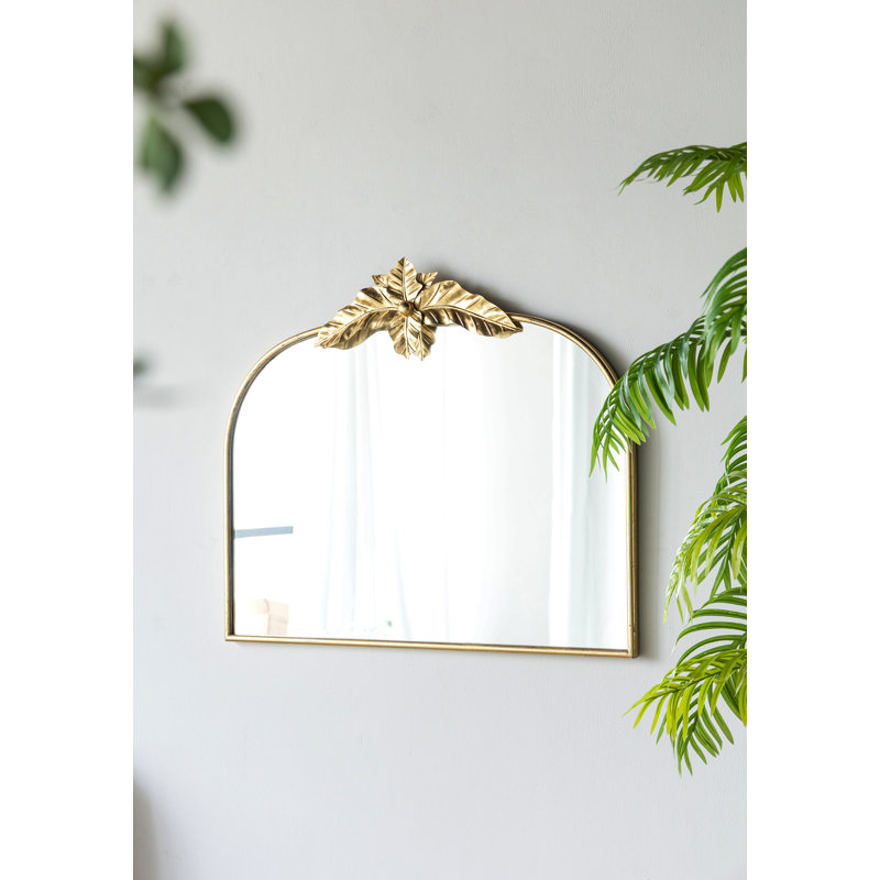 Miroir mural arqué avec cadre en métal doré, miroir mural pour le couloir de la chambre à coucher du salon, 35 po x 39,6 po