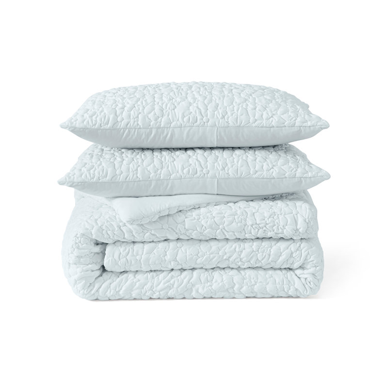 King White Microfiber Floral Bubble Comforter Set