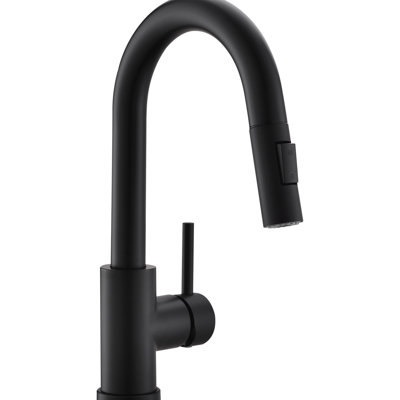 Black Kitchen Sink Faucet With Pull Out Spray - 360 Swivel, Single Handle, Ceramic Filled Modern Faucets Rotatable, For Bathroom