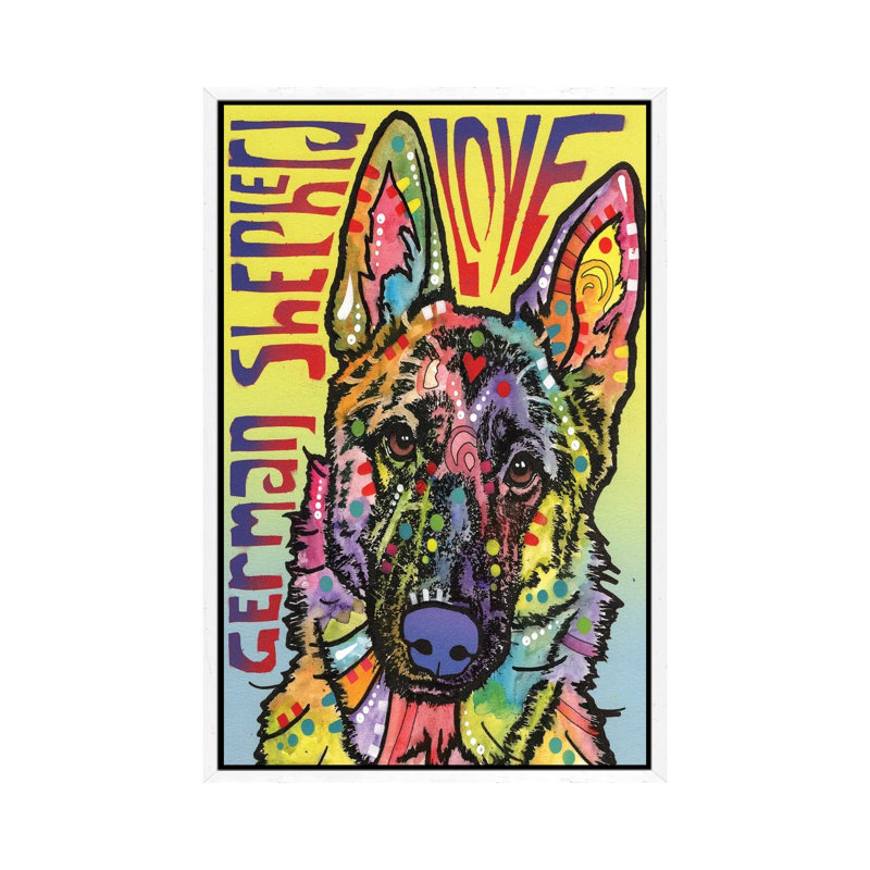 German Shepherd Love by Dean Russo - Gallery-Wrapped Canvas Giclée on Canvas, White Framed, 152.5 cm H x 101.5 cm W