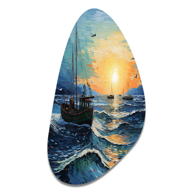 Jair - Vangogh Fall Shape Assymterical Metal Wall Art, 31" H x 17" W