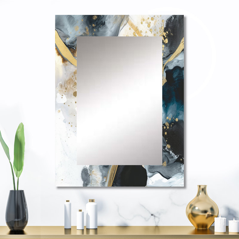 Marbre peinture texturée V - miroir mural en marbre, miroir décoratif moderne, impression d'art en métal, 32 po x 24 po