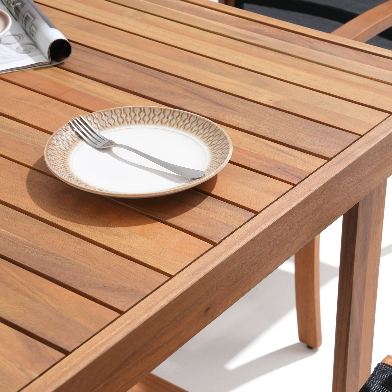 Rizzo 67" Acacia Patio Dining Table, Brown