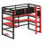 Multifunctional Loft Bed with Integrated Workstation, Side Organization Rack, Extensive Shelving, and Customizable RGB Lighting-189461108