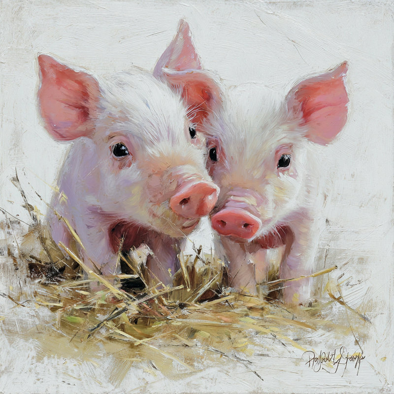 «Little Piglet pair II», art mural sur toile tendue, H 20 po x l 20 po