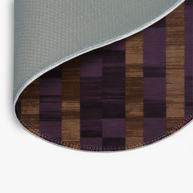 Checkered Brown Indoor and Outdoor Area Rug, Round 5'