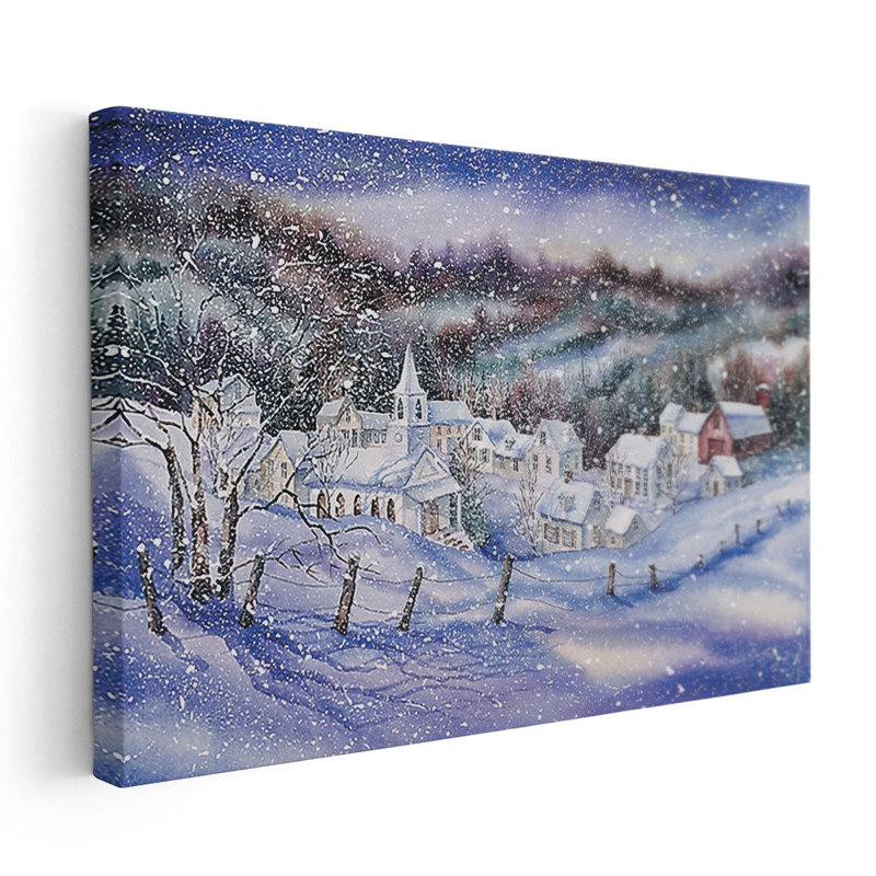 «Winter Village», reproduction d'art sur toile, H 20 po x l 30 po