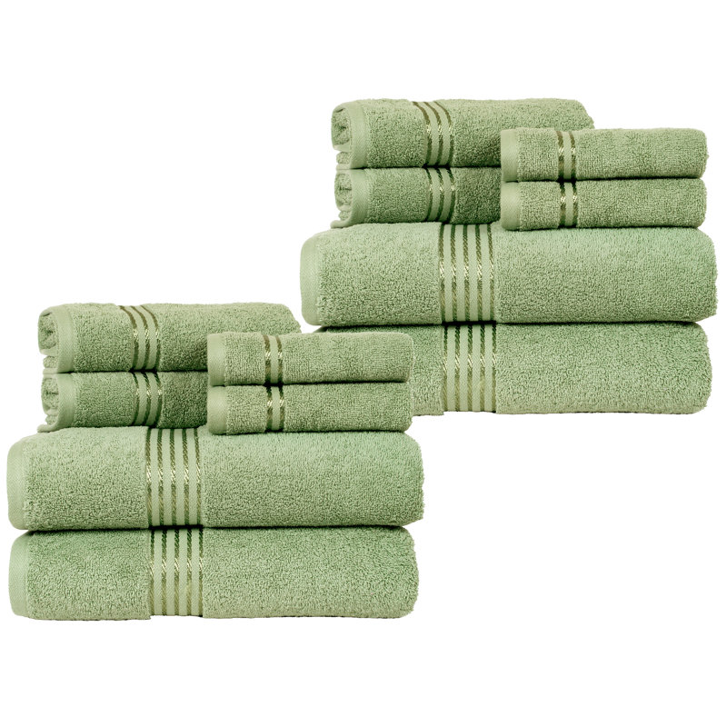 Lavish Home 12PC Towel Set - Cotton Bathroom Accessories with 4 Bath Towels, 4 Hand Towels, and 4 Washcloths - Machine Washable Towels