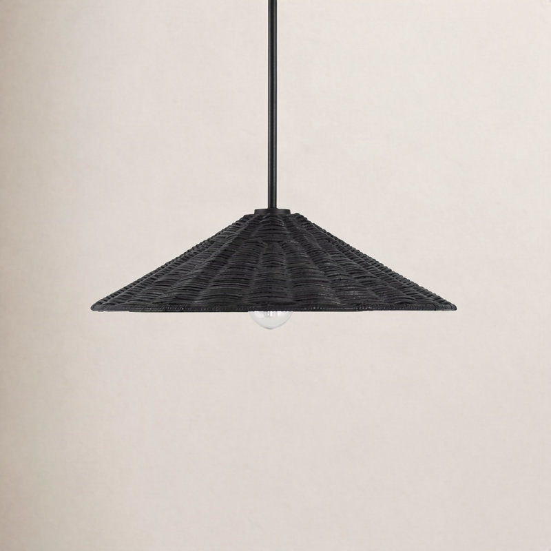 Lilliana 1-Light Dimmable Height Adjustable Pendant, Matte Black, 5" H x 20" W x 20" D