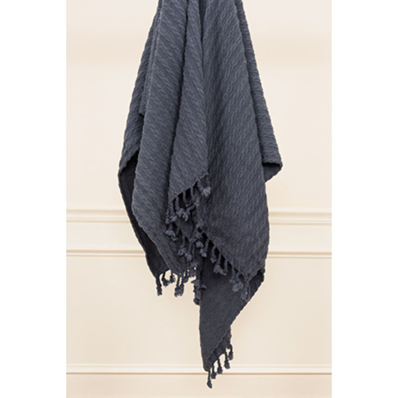 Jeté en tricot bleu 100% coton