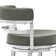 Deherrera Modern Swivel Counter or Bar Stool with Open Low Back and Footrest in Metal and Faux Leather