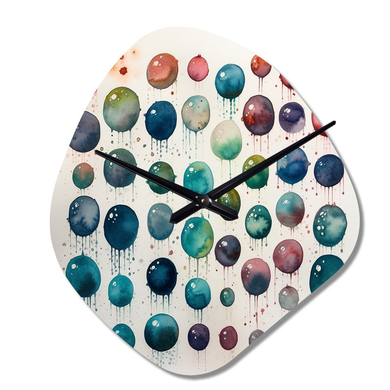 Exploration des profondeurs de la fluidité verte I - Horloge murale en métal de forme unique minimaliste, impression d'horloge asymétrique verte