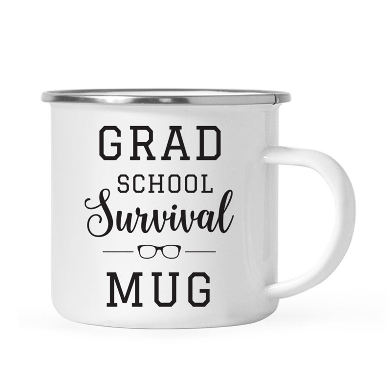 11 oz. Cadeau de tasse à café en acier inoxydable Graduation, une tasse de survie pour école Grad, paquet de 1, comprend une boîte-cadeau, des tasses de camping en émail pour les étudiants de la classe de 2019