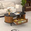 Table basse cannelée avec rangement, table basse ovale avec porte coulissante et tiroir-980806527