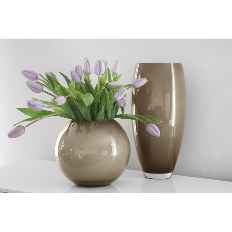 Moon Handmade Glass Table Vase, Greige, 21cm H x 25cm W x 25cm D