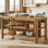 Îlot de cuisine en bois massif de 63 pouces avec tablettes de rangement, table de bar à hauteur de comptoir Farmhouse Island pour cuisine, salle à manger