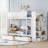 Solid Wood Platform Twin Over Twin Bunk Bed, Storage Integrated With 2 Drawers and Multi-layer Cabinet, Classic White