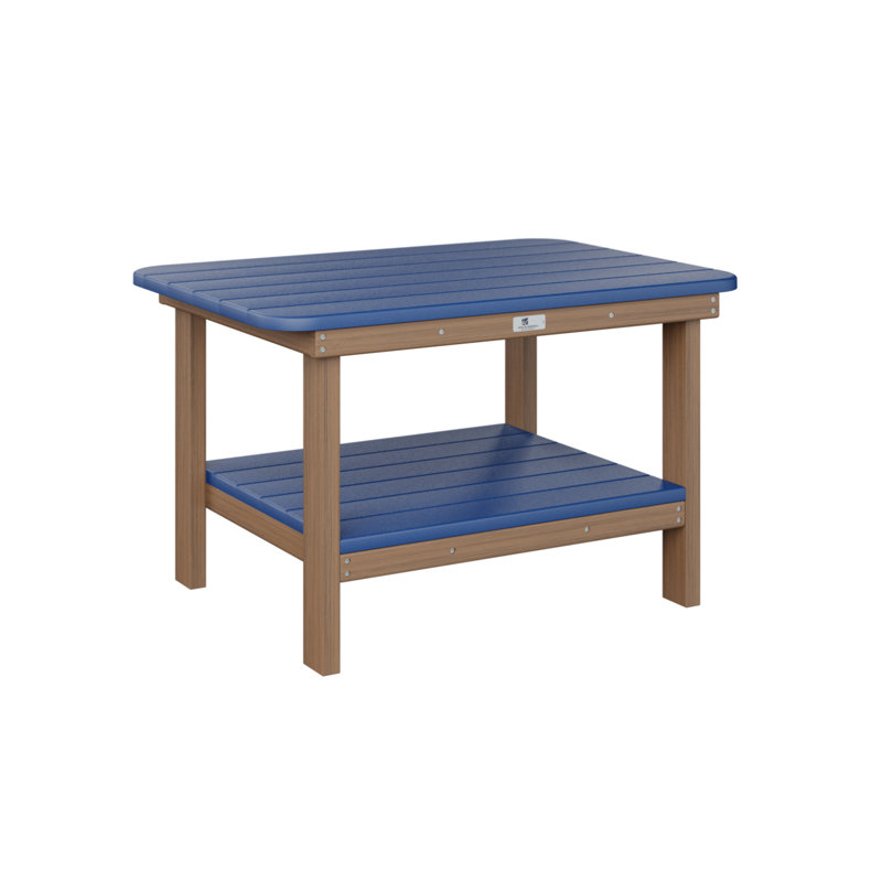 Table basse Berlin Gardens, Acajou antique, Bleu pacifique