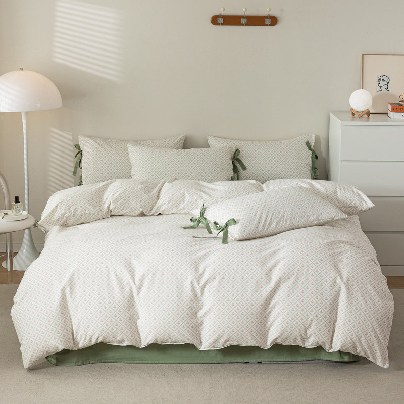 Ensemble de housse de couette à imprimé floral en pur coton, Housse de couette pour grand lit + 2 taies d'oreil, Multi floral