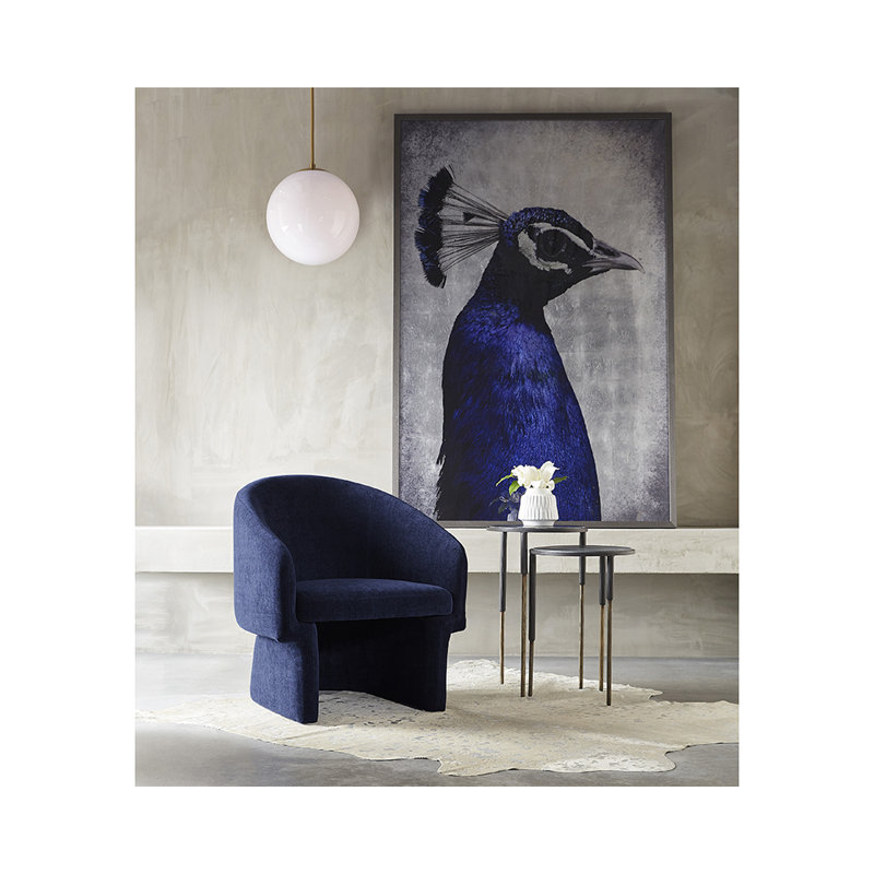 Upholstered Barrel Chair - Blue, Navy Blue