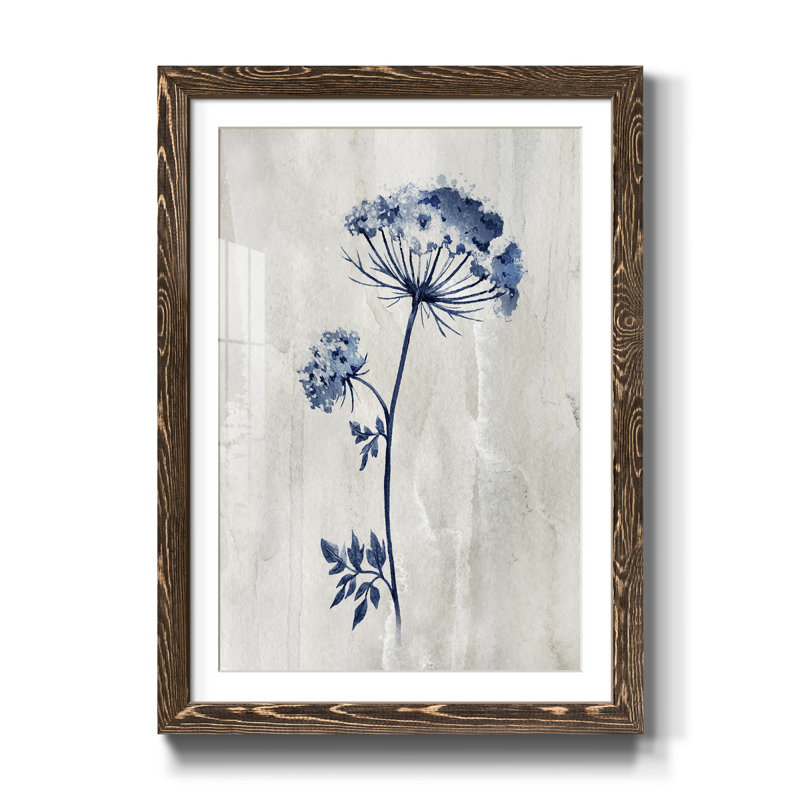 Indigo botanique I - impression, H 37,5 po x l 27,5 po x P 1,5 po, Noyer